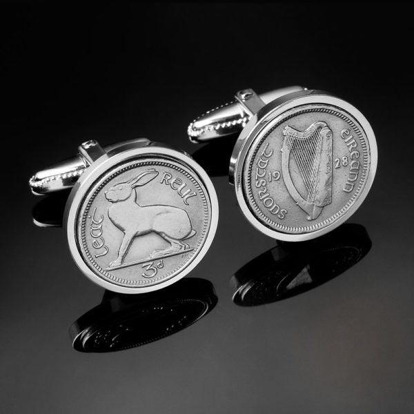 1928 Ireland threepence cufflinks