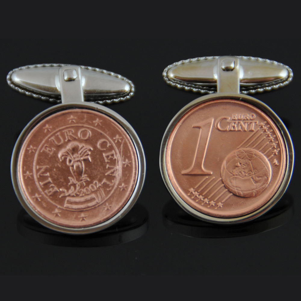 Austrian 1 cent coin cufflinks