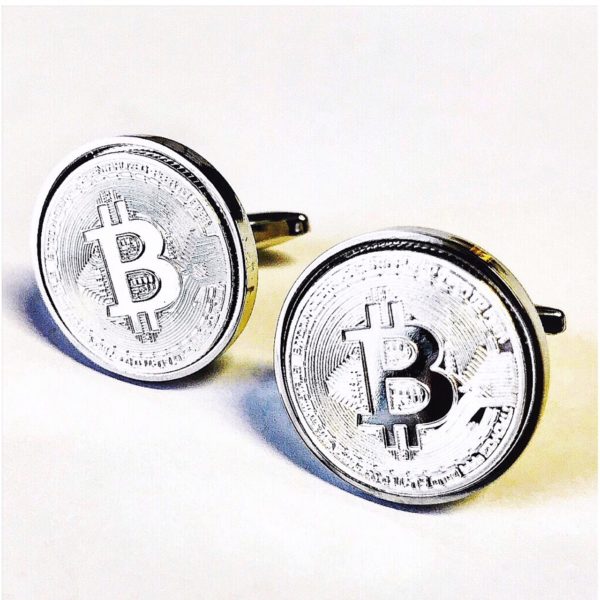 Silver Bitcoin Cufflinks