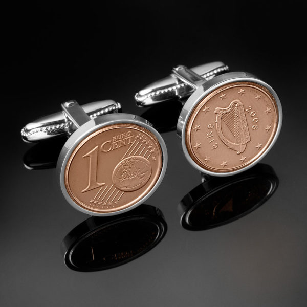 Irish 1 cent euro cufflinks