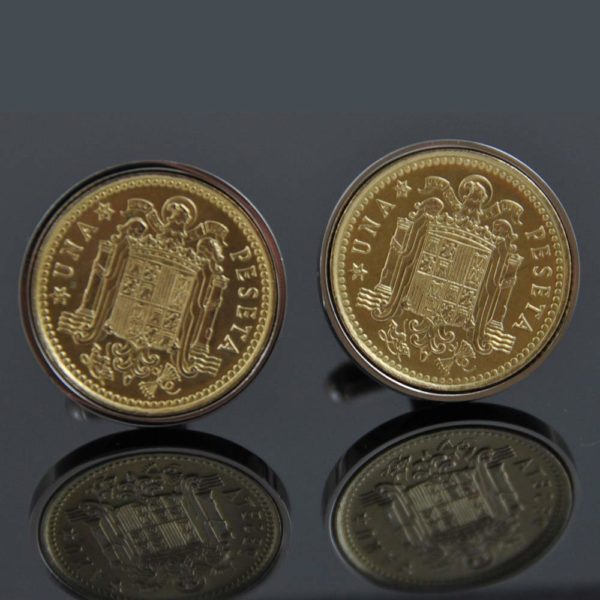 Spain Cufflinks 1 peseta -Tails Side only