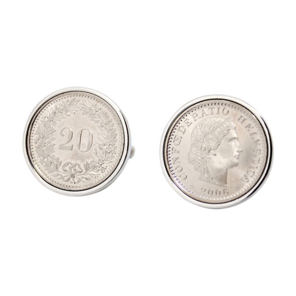 Switzerland Cufflinks 20 rappen -Schweiz Manschettenknopfe-boutons de manchettes en Suisse