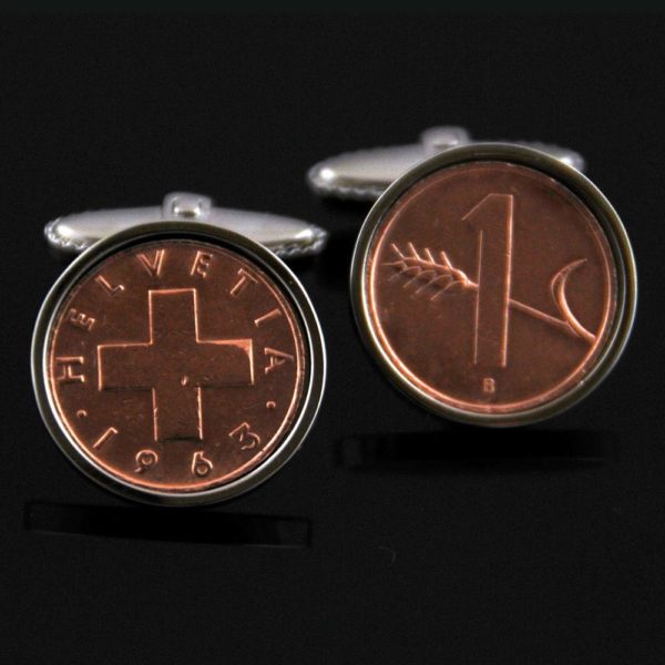 Switzerland Cufflinks1 rappen-Schweiz Manschettenknopfe