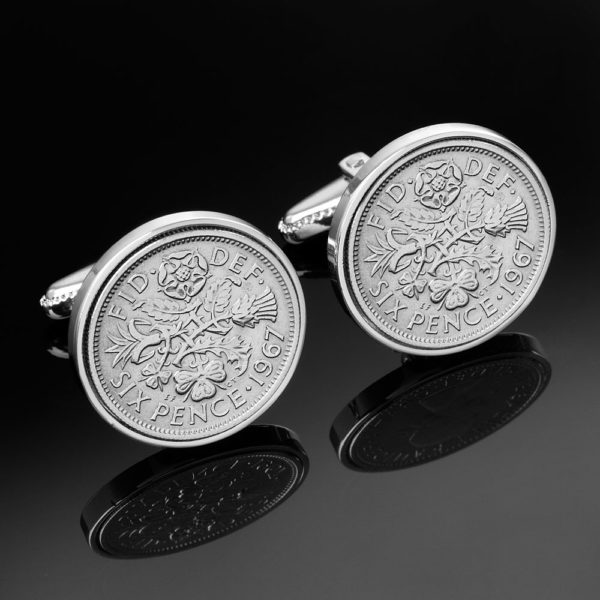 England Sixpence Cufflinks Tails Side