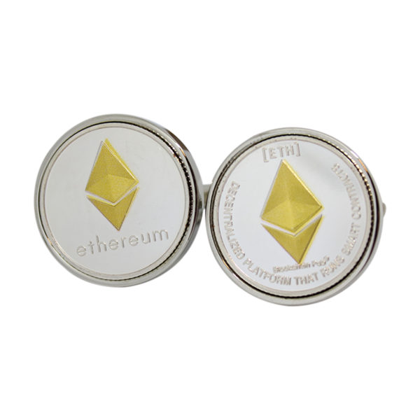 Gold and Silver Ethereum Coin Cufflinks